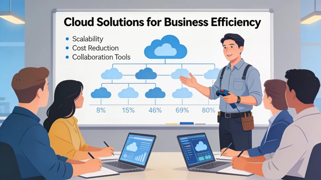 TekNation expert presenting cloud solutions for business efficiency and scalability.