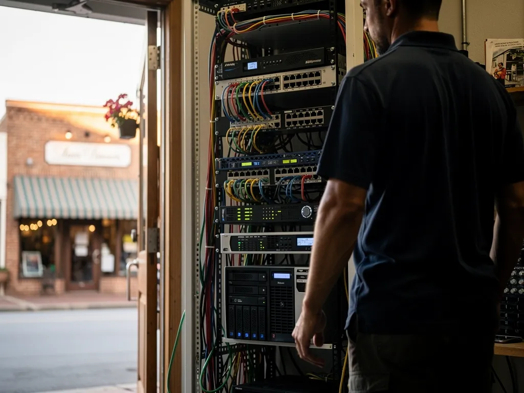 Icons summarizing managed IT, cybersecurity, and backup services for Villa Rica businesses
